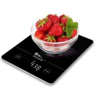 🍳 11 lbs/5kg digital kitchen scale for cooking and baking - multifunction food and liquid weight scale with 4 units, easy clean tempered glass panel, led display logo