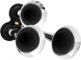 img 1 attached to 🚛 Vixen Horns Train Horn for Truck/Car. Triple Chrome Plated Trumpets. Extremely Loud dB. Compatible with 12v/24v Vehicles: Semi, Pickup, Jeep, RV, SUV - VXH3311C