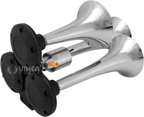 img 2 attached to 🚛 Vixen Horns Train Horn for Truck/Car. Triple Chrome Plated Trumpets. Extremely Loud dB. Compatible with 12v/24v Vehicles: Semi, Pickup, Jeep, RV, SUV - VXH3311C