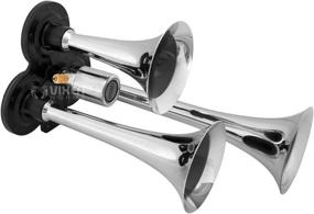 img 3 attached to 🚛 Vixen Horns Train Horn for Truck/Car. Triple Chrome Plated Trumpets. Extremely Loud dB. Compatible with 12v/24v Vehicles: Semi, Pickup, Jeep, RV, SUV - VXH3311C