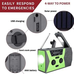 img 2 attached to DLseego Solar Charging Hand Crank Emergency Radio with Multifunctional Weather Radio, AM/FM/NOAA, Flashlight, Reading Lamp, SOS Alert, 2000mAh Power Bank Phone Charger (Green)