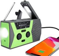 dlseego solar charging hand crank emergency radio with multifunctional weather radio, am/fm/noaa, flashlight, reading lamp, sos alert, 2000mah power bank phone charger (green) logo