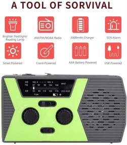 img 3 attached to DLseego Solar Charging Hand Crank Emergency Radio with Multifunctional Weather Radio, AM/FM/NOAA, Flashlight, Reading Lamp, SOS Alert, 2000mAh Power Bank Phone Charger (Green)