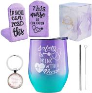 👩 nurse gift ideas for women - hilarious nurse graduation and appreciation gift set with cute wine tumbler, lid, and straw - perfect nurse gifts for college students, nurse practitioners, and rns логотип