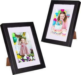 img 4 attached to 🖼️ Szoyeay 5x7 inch Picture Frames: HD Plexiglass, Display 3.5x5 inch Pictures with Mat or 5x7 inch Without Mat, Wall Decor Floating or Tabletop Decoration, Black (Set of 2)