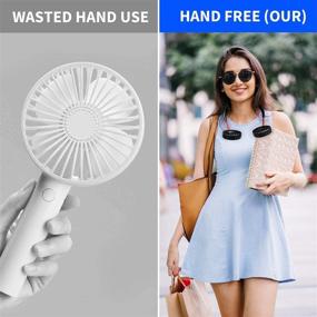 img 1 attached to 💨 ProvostPro Hands-Free Personal Fan: Mini USB Rechargeable Fan with 3 Speeds, 360° Neck Rotation - Ideal for Sports and Office Use!
