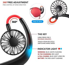 img 2 attached to 💨 ProvostPro Hands-Free Personal Fan: Mini USB Rechargeable Fan with 3 Speeds, 360° Neck Rotation - Ideal for Sports and Office Use!