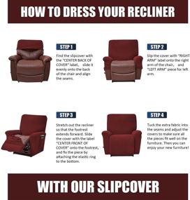 img 1 attached to 🛋️ Seltaon Super Stretch Recliner Covers 4-Piece Set with Pockets | Sofa Cover Recliner Chair Covers | Slipcover Furniture Protector featuring Soft Thick Jacquard Fabric, Anti-Slip Design, and Washable Properties