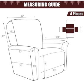 img 2 attached to 🛋️ Набор из 4 чехлов Seltaon Super Stretch для кресел-реклайнеров с карманами | Чехлы для диванов и кресел-реклайнеров | Защита мебели с мягким и плотным жаккардовым материалом, антипролежневый дизайн и возможность стирки