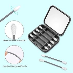 img 4 attached to Portable Reusable Cotton & Silicone Swab for Ear Cleaning, Makeup & Beauty Treatment (Black)