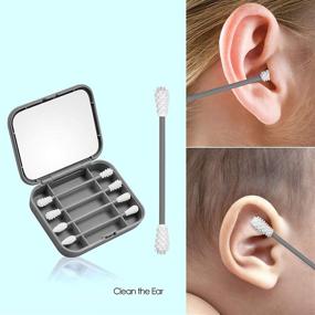 img 3 attached to Portable Reusable Cotton & Silicone Swab for Ear Cleaning, Makeup & Beauty Treatment (Black)
