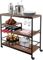 🍷 vevor bar serving cart with wine rack & glass holders - 4-tier industrial design, 35.4 x 15.7 x 37.4 inches - home & restaurant bar cart on wheels - brown glass bar cart for stylish serving logo