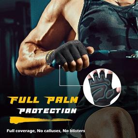 img 3 attached to 🧤 FREETOO Men's Workout Gloves 2021 Latest Version, [Full Palm Protection] [Highly Breathable] Weightlifting Gloves with Cushion Pads and Silicone Grip, Durable Training Gloves for Exercise Fitness