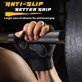 img 2 attached to 🧤 FREETOO Men's Workout Gloves 2021 Latest Version, [Full Palm Protection] [Highly Breathable] Weightlifting Gloves with Cushion Pads and Silicone Grip, Durable Training Gloves for Exercise Fitness