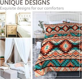 img 3 attached to BlessLiving King Size Comforter Set, Orange Turquoise Native American Bedding, Indian Aztec Tribal Pattern Printed, Soft & Cozy, Machine Washable (3pcs)