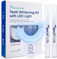 🦷 asavea teeth whitening pen kit - set of 2 teeth whitening pens with 32 powerful blue-red led bulbs, suitable for all types of teeth, safe & gentle teeth whitener, easy to use, compact, travel-friendly stain remover logo