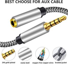 img 1 attached to 🔌 15Ft Male to Female Audio Cable, Tan QY 3.5mm 4 Pole Audio Adapter for Phone Headphone Conversion, Tablet/PC/ PS4 Compatibility - Silver