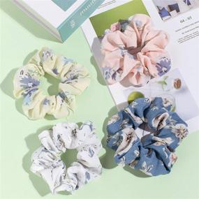 img 1 attached to 🎀 12-Pack Chiffon Hair Scrunchies by Whaline - Elastic Hair Bands with Large Hair Bow Ponytail Holder for Women and Girls