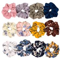 🎀 12-pack chiffon hair scrunchies by whaline - elastic hair bands with large hair bow ponytail holder for women and girls logo