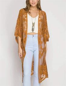 img 3 attached to 👙 Bsubseach Women's Sexy Open Front Beach Cover Up: Stunning See-Through Kimono Cardigan