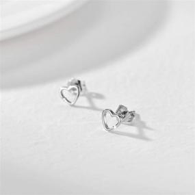 img 1 attached to 💎 14K Solid Gold Heart Stud Earrings for Women - Natural Round Diamond Heart Studs, Fine Love Jewelry for Mom, Wife, Girls, and Teens - 6mm Size (E-F Color, SI2 Clarity)