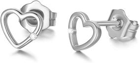 img 4 attached to 💎 14K Solid Gold Heart Stud Earrings for Women - Natural Round Diamond Heart Studs, Fine Love Jewelry for Mom, Wife, Girls, and Teens - 6mm Size (E-F Color, SI2 Clarity)