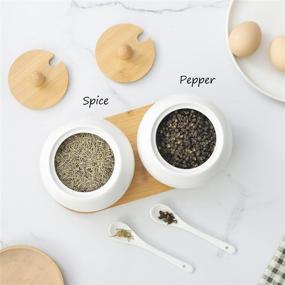 img 1 attached to 🍶 Ultimate TAMAYKIM Porcelain Condiment Seasoning Containers: Stylish and Functional Kitchen Must-Haves