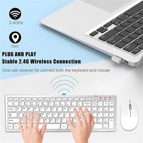 img 3 attached to Sleek White Silver Wireless Keyboard and Mouse Combo – Full Size, Portable, Ergonomic 2.4 GHz Set for PC, Mac, Tablet, Smart TV