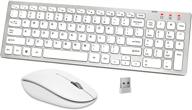 sleek white silver wireless keyboard and mouse combo – full size, portable, ergonomic 2.4 ghz set for pc, mac, tablet, smart tv logo