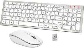 img 4 attached to Sleek White Silver Wireless Keyboard and Mouse Combo – Full Size, Portable, Ergonomic 2.4 GHz Set for PC, Mac, Tablet, Smart TV