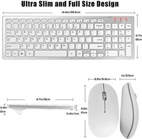 img 1 attached to Sleek White Silver Wireless Keyboard and Mouse Combo – Full Size, Portable, Ergonomic 2.4 GHz Set for PC, Mac, Tablet, Smart TV