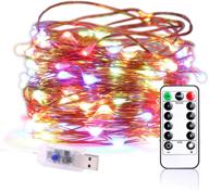 🎇 anlaibao 100 led 33ft fairy string light with remote control timer & dimming - 8 modes usb plug-in for bedroom garden party decoration, multi color twinkle firefly lights логотип