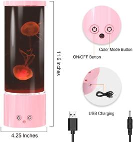 img 3 attached to 🐙 ФБСПОРТ Лампа-аквариум с переключением 17 цветов и пультом дистанционного управления - прекрасный подарок на Рождество для детей и взрослых, розовая.