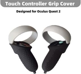 img 3 attached to 🎮 Black Touch Controller Grip Cover & Silicone Face Cover Set for Oculus Quest 2 VR Headset Accessories – Anti-Throw Handle Protective Sleeve with Adjustable Knuckle Strap and Lens Protect Pad