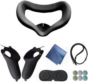 img 4 attached to 🎮 Black Touch Controller Grip Cover & Silicone Face Cover Set for Oculus Quest 2 VR Headset Accessories – Anti-Throw Handle Protective Sleeve with Adjustable Knuckle Strap and Lens Protect Pad