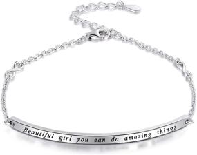 img 4 attached to 💎 IOHUPCI Sterling Silver Adjustable Bangle Bracelet Gift - Inspirational Charm Jewelry for Women, Girls, Daughters, Sisters, Mothers, and Friends