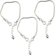 📿 aebderp 3pcs 3mm silver snake chain bracelet starter for jewelry making with lobster clasp - perfect for charms, beads, and chain logo