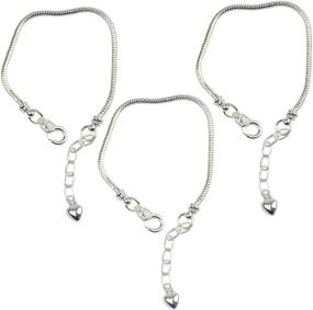 img 4 attached to 📿 AebDerp 3pcs 3mm Silver Snake Chain Bracelet Starter for Jewelry Making with Lobster Clasp - Perfect for Charms, Beads, and Chain