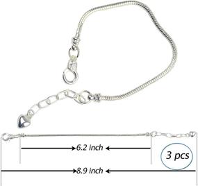 img 3 attached to 📿 AebDerp 3pcs 3mm Silver Snake Chain Bracelet Starter for Jewelry Making with Lobster Clasp - Perfect for Charms, Beads, and Chain