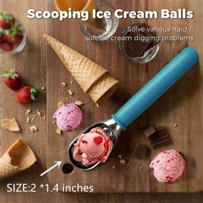 img 3 attached to 🍨 FirstBuy Ice Cream Scoop: Gourmet Scoop with Comfortable Grip Handle, 1 Oz Ice Cream Scooper for Hard Ice Cream, Stainless Steel Spade in Blue