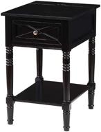 convenience concepts country oxford end table with charging station - black: an all-in-one solution for style, functionality, and device charging logo