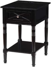 img 3 attached to Convenience Concepts Country Oxford End Table with Charging Station - Black: An All-in-One Solution for Style, Functionality, and Device Charging