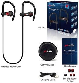 img 3 attached to Yoshix Wireless Bluetooth Earbuds - Top Sports Headphones for Running, Gym, and Fitness. Noise Cancelling Model with Built-in Mic and IPX7 Sweatproof/Waterproof, Enhanced Secure Fit Earhooks, and Travel Case