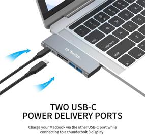 img 1 attached to 💻 UFBOSS 6-in-2 USB C Hub Mac Book Pro Adapter with Thunderbolt 3 PD Port, USB C Port, 100W Power Delivery, 2 USB 3.0 Port SD/TF Card Reader for Mac Book Pro 2020/2019/2018/2017