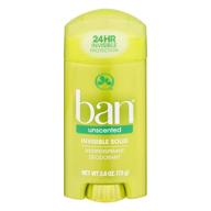 🌬️ ban deodorant 2.6oz invisible solid unscented (76ml) (6 pack): long-lasting odor protection for all-day freshness logo