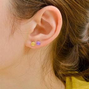 img 1 attached to E6492 Multiple Colored Rainbow Cubic Earrings