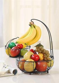 img 1 attached to 🍌 SunnyPoint Black 2-tier Basket with Banana Hook - Versatile and Functional Storage Solution