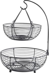 img 3 attached to 🍌 SunnyPoint Black 2-tier Basket with Banana Hook - Versatile and Functional Storage Solution