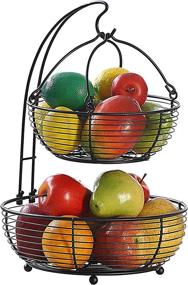 img 4 attached to 🍌 SunnyPoint Black 2-tier Basket with Banana Hook - Versatile and Functional Storage Solution