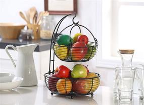 img 2 attached to 🍌 SunnyPoint Black 2-tier Basket with Banana Hook - Versatile and Functional Storage Solution